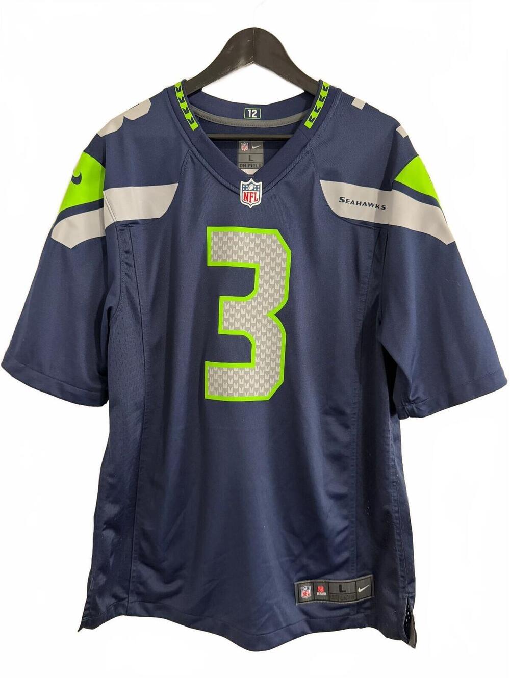 Russell Wilson Seattle Seahawks Blue Nike Jersey Size Large